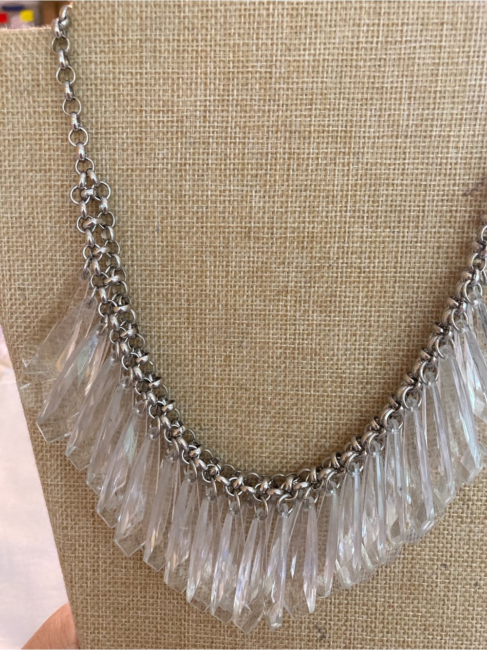 Faux Crystals Clear Beads Statement Necklace